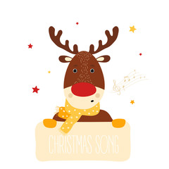 Christmas deer singing a song 