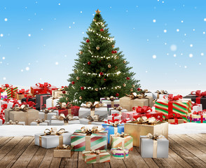 Christmas presents 3d-illustration festive christmas gifts