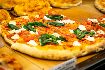 pizza with basil and mozzarella 