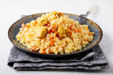 Chicken Pilaf with vegetables and spices