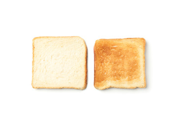 Bread slices isolated on white background, top view