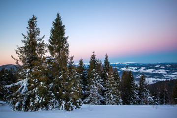 Fototapeta na wymiar Fascinating picturesque landscape in winter