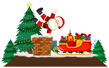 Christmas theme with Santa on the roof