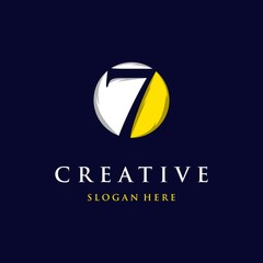 7/Seven Numeric Circle Media Modern Icon Logo Design Template Element Vector