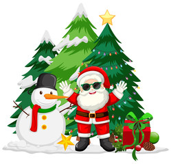 Christmas theme with Santa and snowman