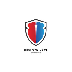 Shield and Sword logo icon design template.Guardian icon.security element.