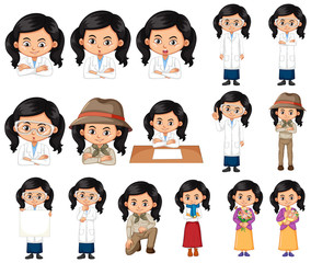 Cute girl wearing different outfits