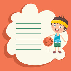 Template Design With Cute Cartoon Character Making Sport