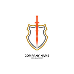 Shield and Sword logo icon design template.Guardian icon.security element.