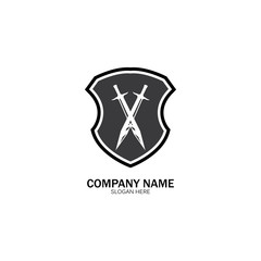 Shield and Sword logo icon design template.Guardian icon.security element.