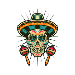 Vector illustration of mexican sugar skull