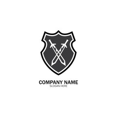 Shield and Sword logo icon design template.Guardian icon.security element.