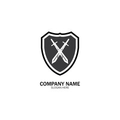 Shield and Sword logo icon design template.Guardian icon.security element.