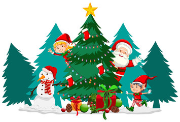 Christmas theme with Santa and tree