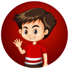 Happy boy on round background