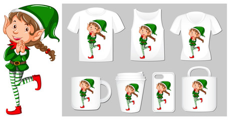 Christmas theme with christmas elf on many products