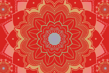 Mandala patterns on red background
