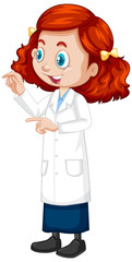 Girl in science gown on white background