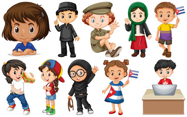 Set of children from different countries