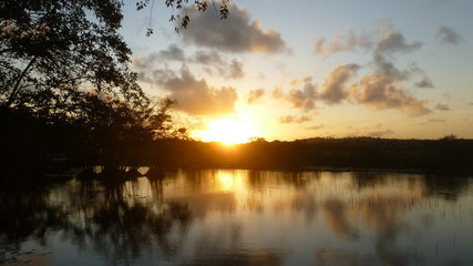 Fototapeta premium sunset over the lake