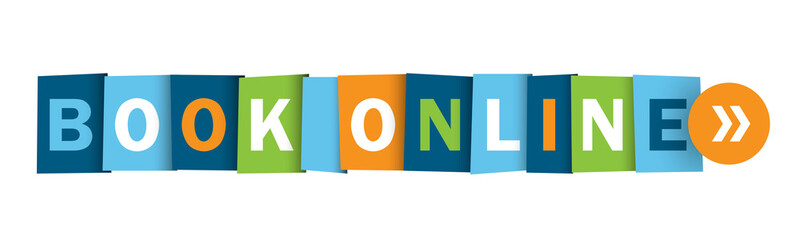 BOOK ONLINE colorful vector typography web button