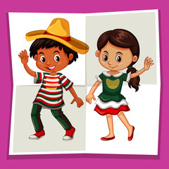 Boy and girl in Mexican costume