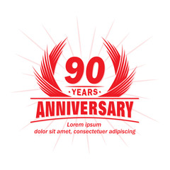 90 years logo design template. 90th anniversary vector and illustration.