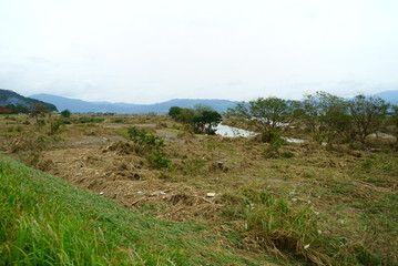 Fototapeta na wymiar Flood damage caused by typhoon 19 