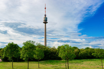 Obraz premium Donauturm Danube TV tower in Donaustadt in Vienna in Austria