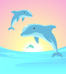 Obraz na płótnie Canvas dolphins jumping