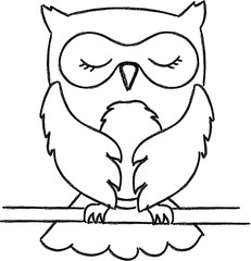 owl hand drawn crayon illustration cute animal drawing