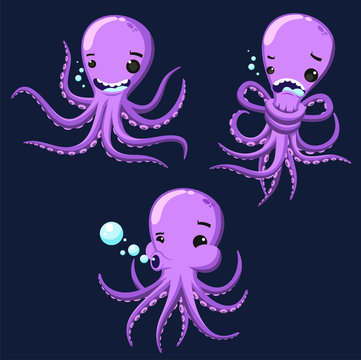 Octopus cartoon set1