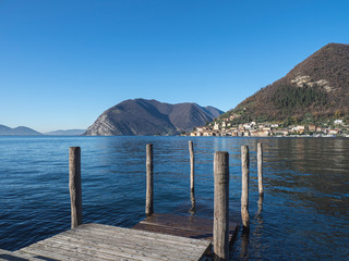 Lake Iseo landscape in Italy