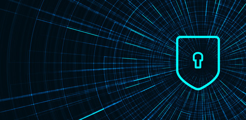 Speed Technology Shield Security,protection and Safe Concept,on Data background Hi-tech and technology concept design.