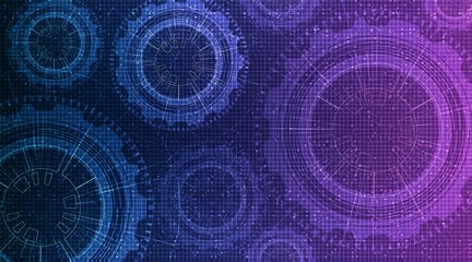 Modern Technology Gears wheel and Cock with Circuit Line Background,vector illustration.
