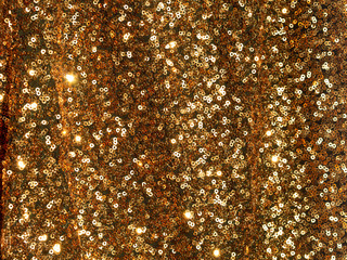 Gold textile embroidered with sequins shiny texture