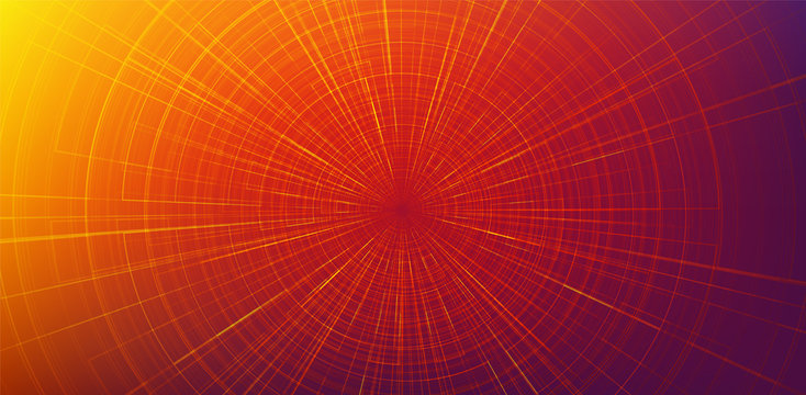 Orange Hyperspace Speed Motion On Blue Background,warp And Expanding Movement Concept,vector Illustration.