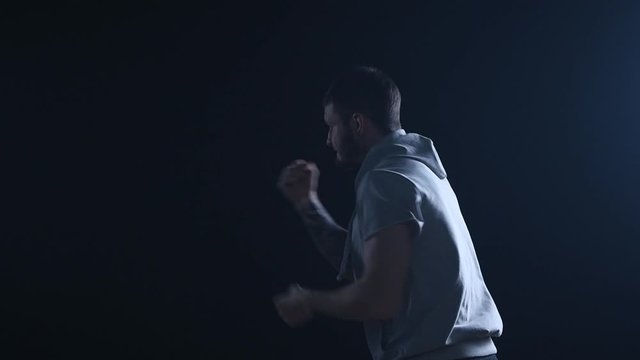 shadow fight training of boxer