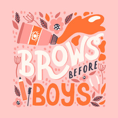 Brows before boys lettering. Brow bar concept