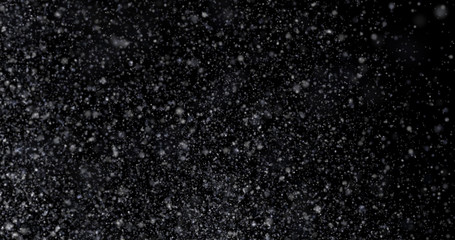 Obraz premium Natural white winter snowfall on a black background
