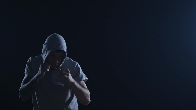 shadow fight training of boxer