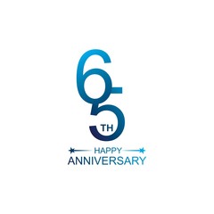 65th anniversary vector template. Design for celebration, greeting cards or print.