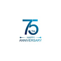 75th anniversary vector template. Design for celebration, greeting cards or print.