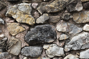 Wall built with stone and cement mortar or lime
