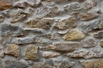 Wall built with stone and cement mortar or lime