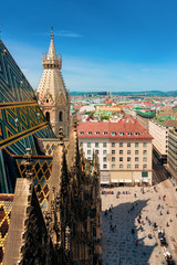 Obraz premium Cityscape with Stephansdom Church in Old city center of Vienna