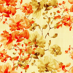 Watercolor seamless pattern. Illustration. Flowers