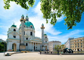 Fototapeta premium Karlskirche Church on Karlsplatz in Vienna of Austria