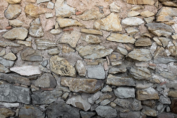 Wall built with stone and cement mortar or lime