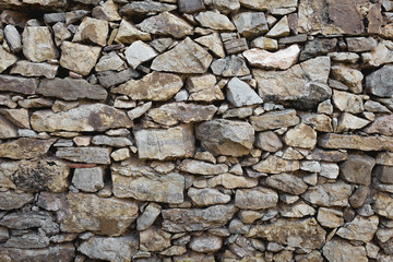 Wall built with stone and cement mortar or lime